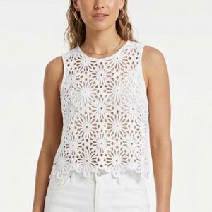Express white crochet crop top size L
